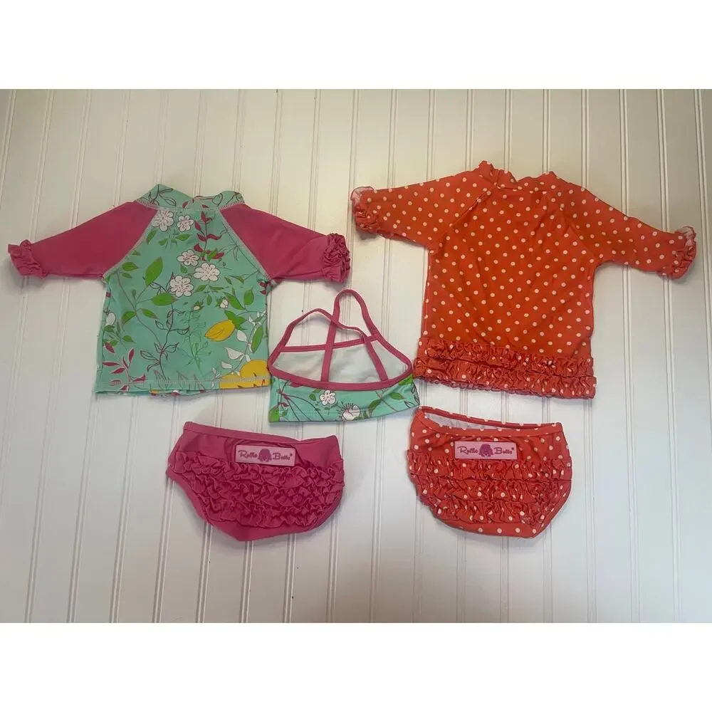 Ruffle Butts Swimsuit Bathing Suit Bundle Rash Guard 2 Piece‎ Girls 3/6 Months